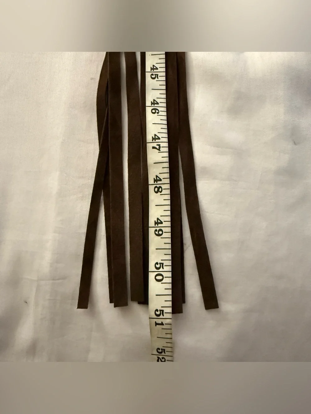 Brown PU suede leather wrap belt silver ring buckle with long fringe details